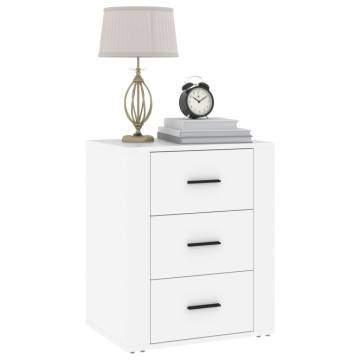 Stylish White Bedside Cabinet - Engineered Wood 50x36x60 cm