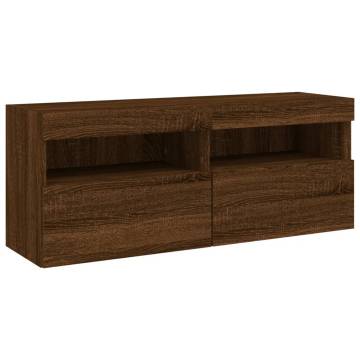 7 Piece LED TV Wall Cabinet Set - Brown Oak | HipoMarket