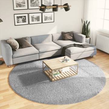 Shaggy Rug PAMPLONA High Pile Modern Grey Ø 240 cm - Hipomarket