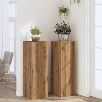 Artisian Oak Plant Stands - Set of 2 - 33x33x100 cm