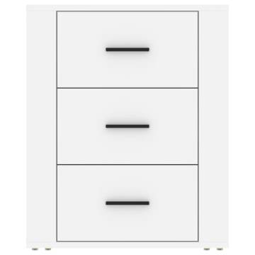 Stylish White Bedside Cabinet - Engineered Wood 50x36x60 cm