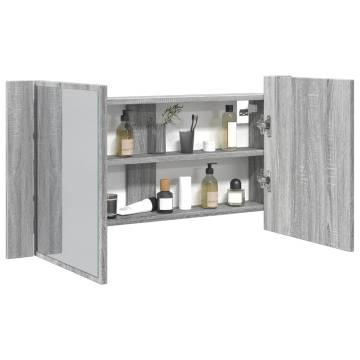 LED Bathroom Mirror Cabinet 90x12x45 cm - Grey Sonoma