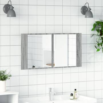 LED Bathroom Mirror Cabinet 90x12x45 cm - Grey Sonoma