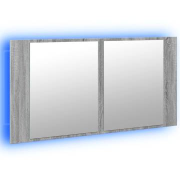 LED Bathroom Mirror Cabinet 90x12x45 cm - Grey Sonoma