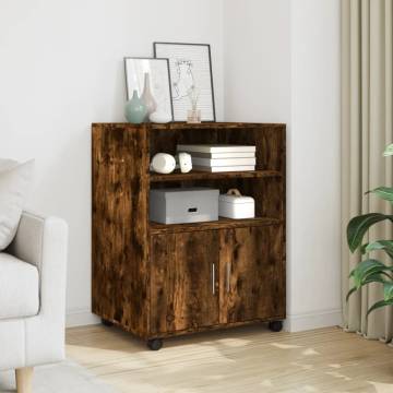 Rolling Cabinet Smoked Oak - Durable & Stylish Storage Solution