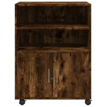 Rolling Cabinet Smoked Oak - Durable & Stylish Storage Solution