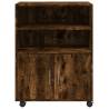 Rolling Cabinet Smoked Oak - Durable & Stylish Storage Solution