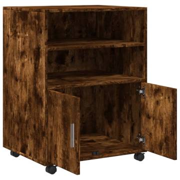 Rolling Cabinet Smoked Oak - Durable & Stylish Storage Solution