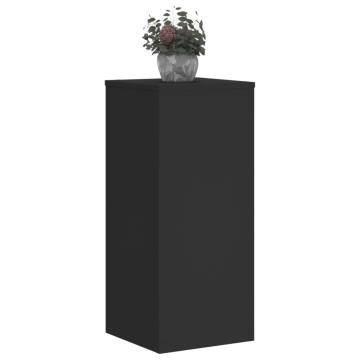 2 Pcs Black Plant Stands - 30x30x70 cm Engineered Wood