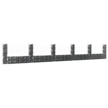 U-shape Gabion Basket with 6 Posts - Durable Iron for Gardens