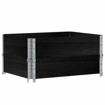 Pallet Collars 2 pcs Black 80x60 cm Solid Wood Pine | HiPoMarket