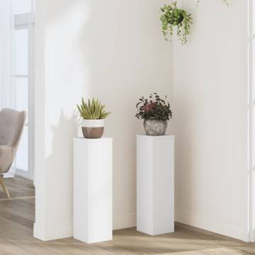 White Plant Stand Set - 2pcs Engineered Wood - 17x17x60 cm