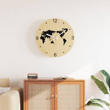 Stylish Yellow & Black Wall Clock - Ø30 cm Engineered Wood