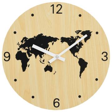 Stylish Yellow & Black Wall Clock - Ø30 cm Engineered Wood