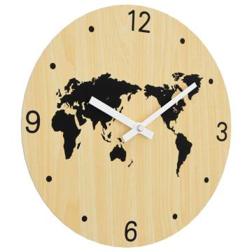 Stylish Yellow & Black Wall Clock - Ø30 cm Engineered Wood