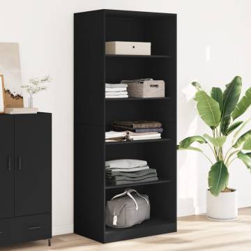 Stylish Black Wardrobe | Engineered Wood | Compact Design