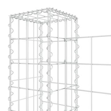 U-shape Gabion Basket with 6 Posts - Durable Iron for Gardens