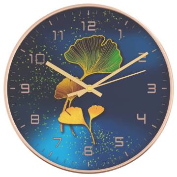 Elegant Gold and Blue Wall Clock Ø29.5 cm for Home Decor