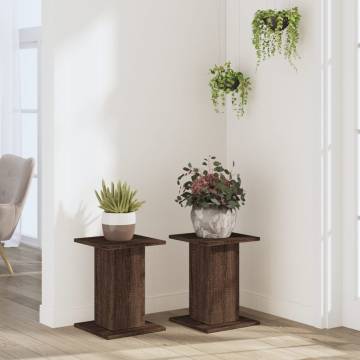 Brown Oak Plant Stands - 2 pcs, 30x30x40 cm | HipoMarket