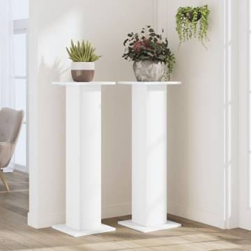 White Plant Stands (2 pcs) - 30x30x95 cm Engineered Wood