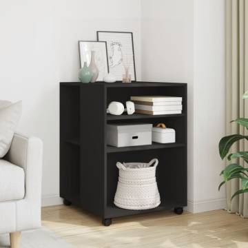 Stylish Black Side Table with Wheels - Durable & Practical