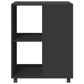 Stylish Black Side Table with Wheels - Durable & Practical