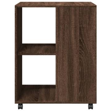 Side Table with Wheels - Brown Oak Engineered Wood 55x60x78 cm