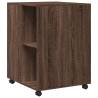 Side Table with Wheels - Brown Oak Engineered Wood 55x60x78 cm