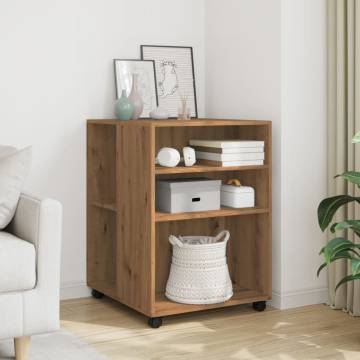 Stylish Side Table with Wheels - Artisian Oak 55x60x78 cm