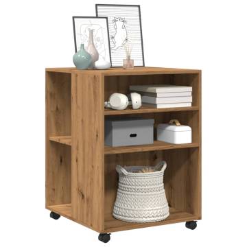 Stylish Side Table with Wheels - Artisian Oak 55x60x78 cm