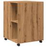 Stylish Side Table with Wheels - Artisian Oak 55x60x78 cm