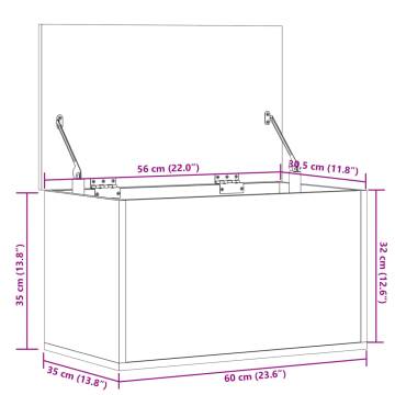 Grey Sonoma Storage Box | 60x35x35 cm Engineered Wood