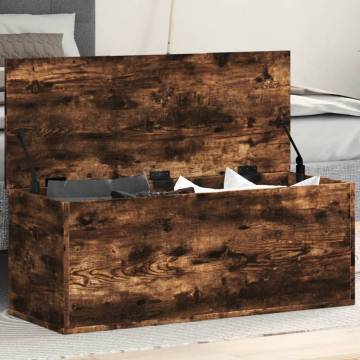 Smoked Oak Storage Box 90x35x35 cm | Durable & Versatile