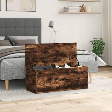 Smoked Oak Storage Box 90x35x35 cm | Durable & Versatile