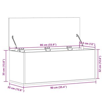 Smoked Oak Storage Box 90x35x35 cm | Durable & Versatile