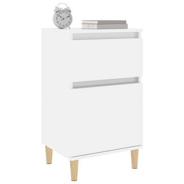 Elegant High Gloss White Bedside Cabinet - 40x35x70 cm