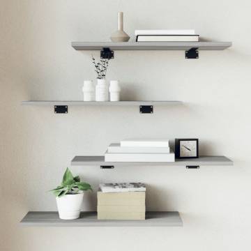 4 pcs Grey Sonoma Wall Shelves - Durable & Stylish Storage