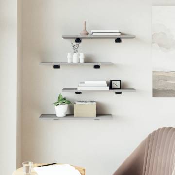 4 pcs Grey Sonoma Wall Shelves - Durable & Stylish Storage