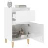 Elegant High Gloss White Bedside Cabinet - 40x35x70 cm