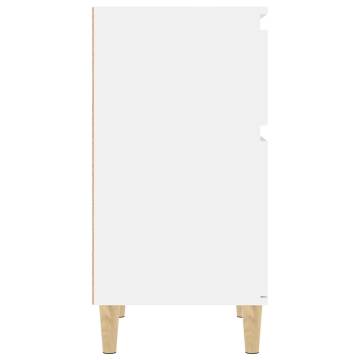 Elegant High Gloss White Bedside Cabinet - 40x35x70 cm