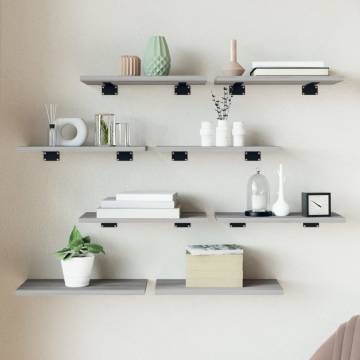 8 pcs Grey Sonoma Wall Shelves - Durable Engineered Wood