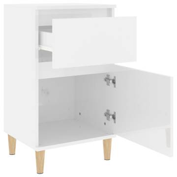 Elegant High Gloss White Bedside Cabinet - 40x35x70 cm