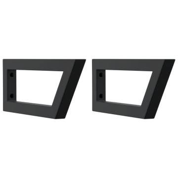 Black Trapezium Steel Shelf Brackets for Washbasin - 2 Pcs