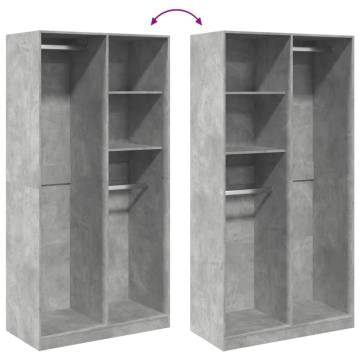 Compact Concrete Grey Wardrobe - 100x50x200 cm | HipoMarket UK