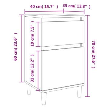 Elegant High Gloss White Bedside Cabinet - 40x35x70 cm