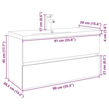 2 Piece Bathroom Furniture Set - Ceramic & Engineered Wood