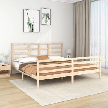 Solid Wood Bed Frame 200x200 cm - Modern & Sturdy Design