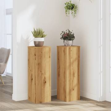 Stylish 2pcs Plant Stand in Artisian Oak | Durable & Modern