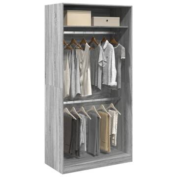 Wardrobe Grey Sonoma - Stylish Engineered Wood Storage 100x50x200 cm