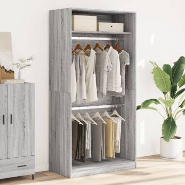 Wardrobe Grey Sonoma - Stylish Engineered Wood Storage 100x50x200 cm